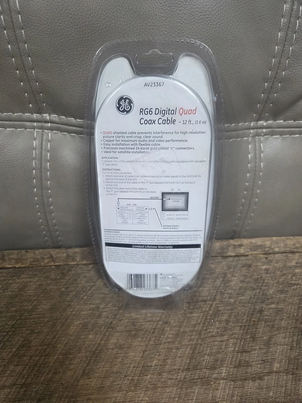 GE Ultra Prograde 12ft RG6 Quad Shield Coax Cable AV23367 NIP